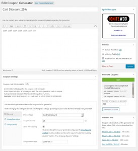 WooCommerce Coupon Generator - Settings