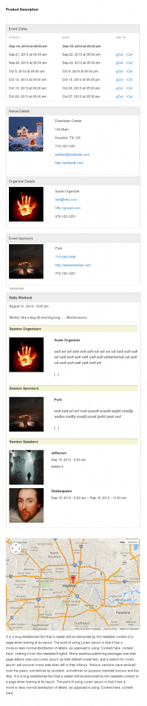 WooCommerce Event Product Page - Event Description