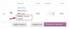 WooCommerce Product Vendor Stores - Sold By Indicator in Cart