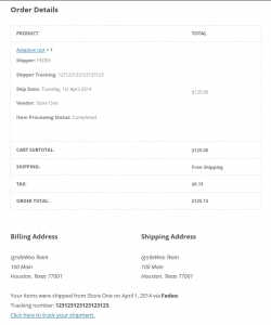 WooCommerce Vendor Stores - Customer's View of an Order