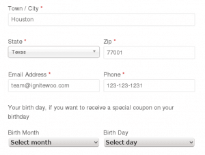 WooCommerce Birthday Coupons - Checkout page