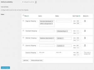 WooCommerce Free Shipping for Users & Roles - Settings