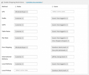 You can configure users, roles, or both to control who can use any given shipping method at checkout.