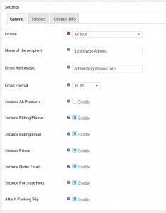 WooCommerce Email Notifications - General Settings