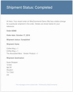 WooCommerce Ship to Multiple Addresses - Shipment Status Email Notification