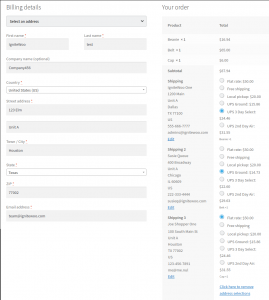 Checkout page using Shipping to Multiple Addresses