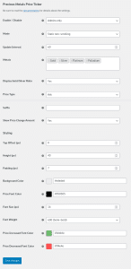 WooCommerce Metals Ticker Settings